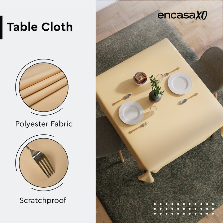 Polyester Beige Table Cloth (Pack of 1)