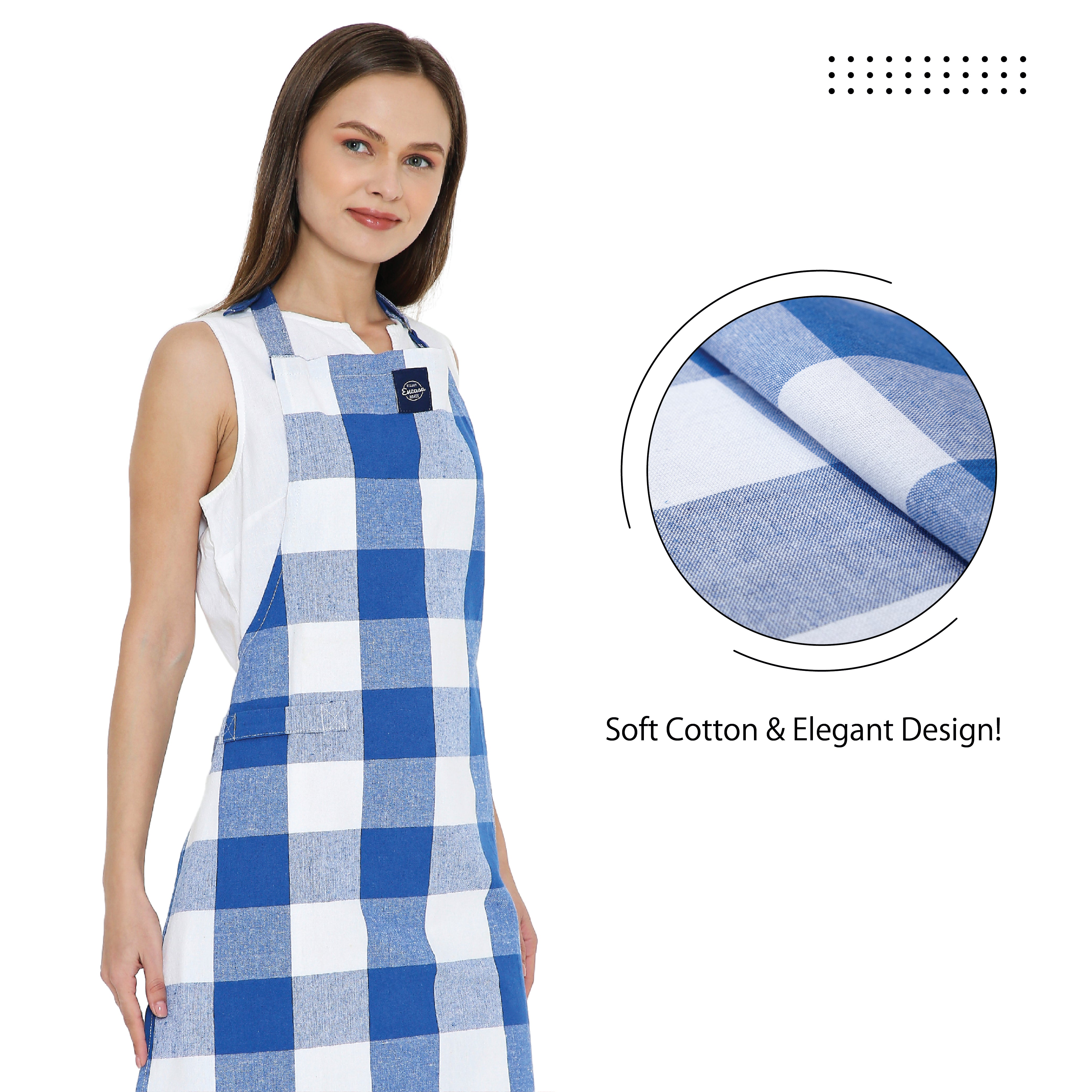 Cotton Buffalo Blue Checks Apron (Pack of 1)