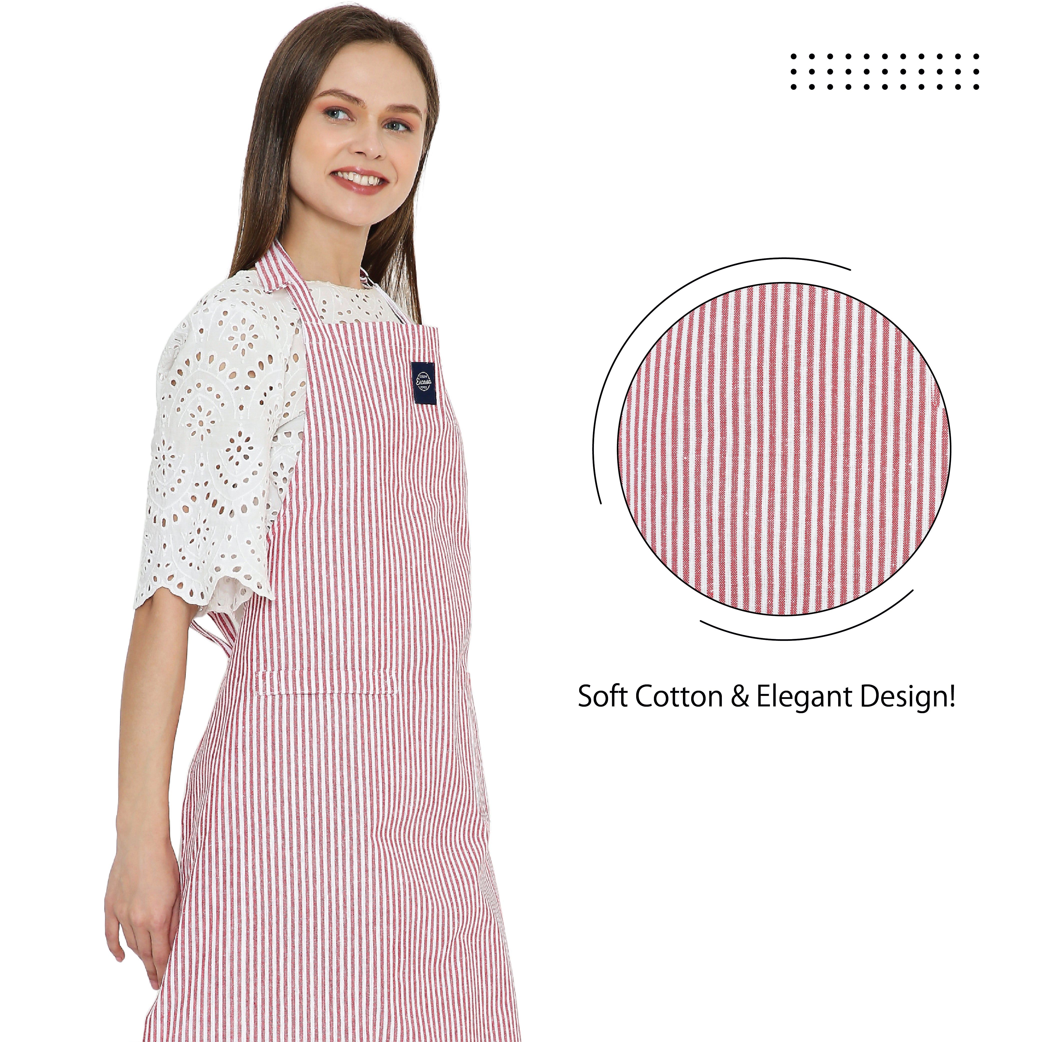 Cotton Ticking Red Apron (Pack of 1)