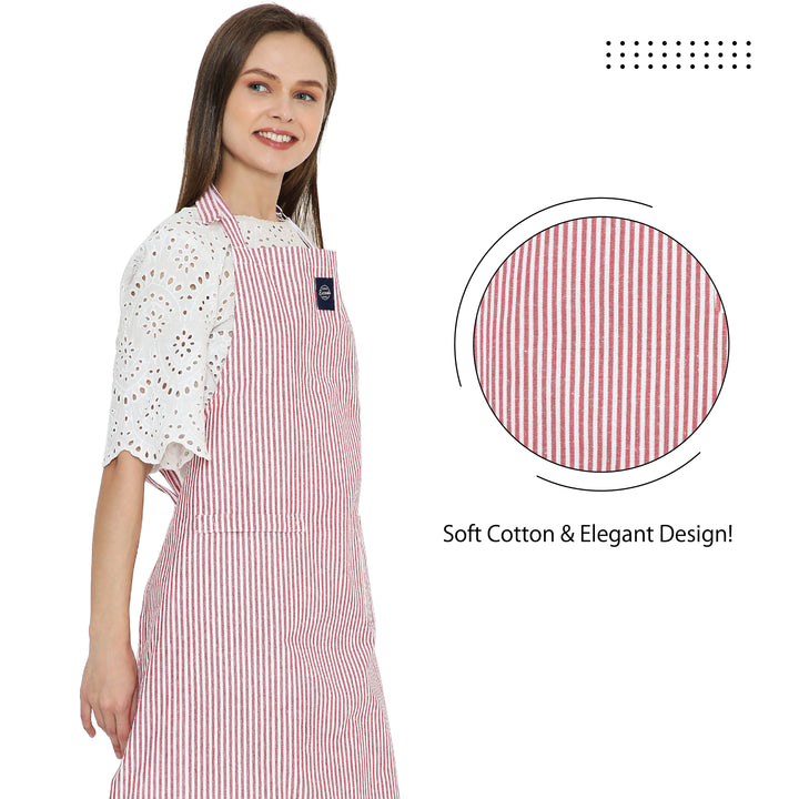 Cotton Ticking Red Apron (Pack of 1)
