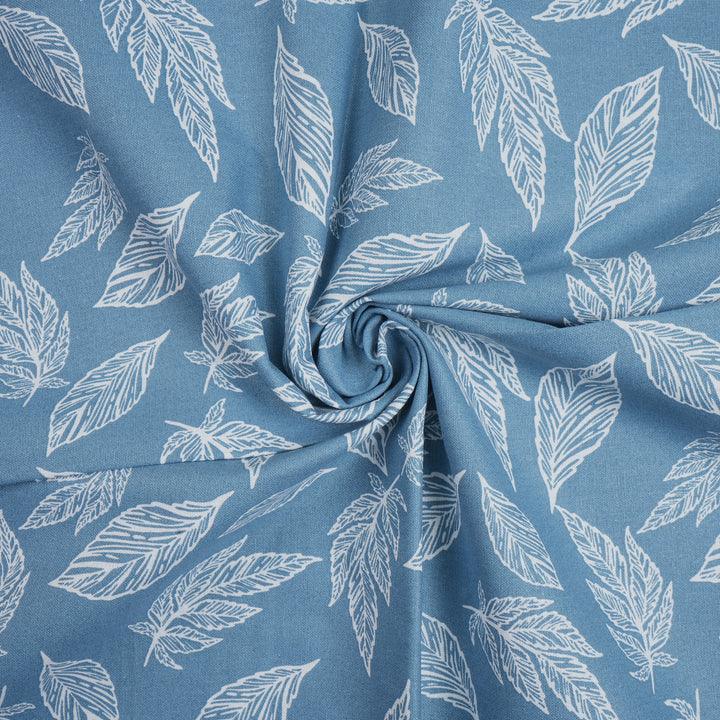 Cotton Big Leaves Blue Table Cloth (Pack of 1)