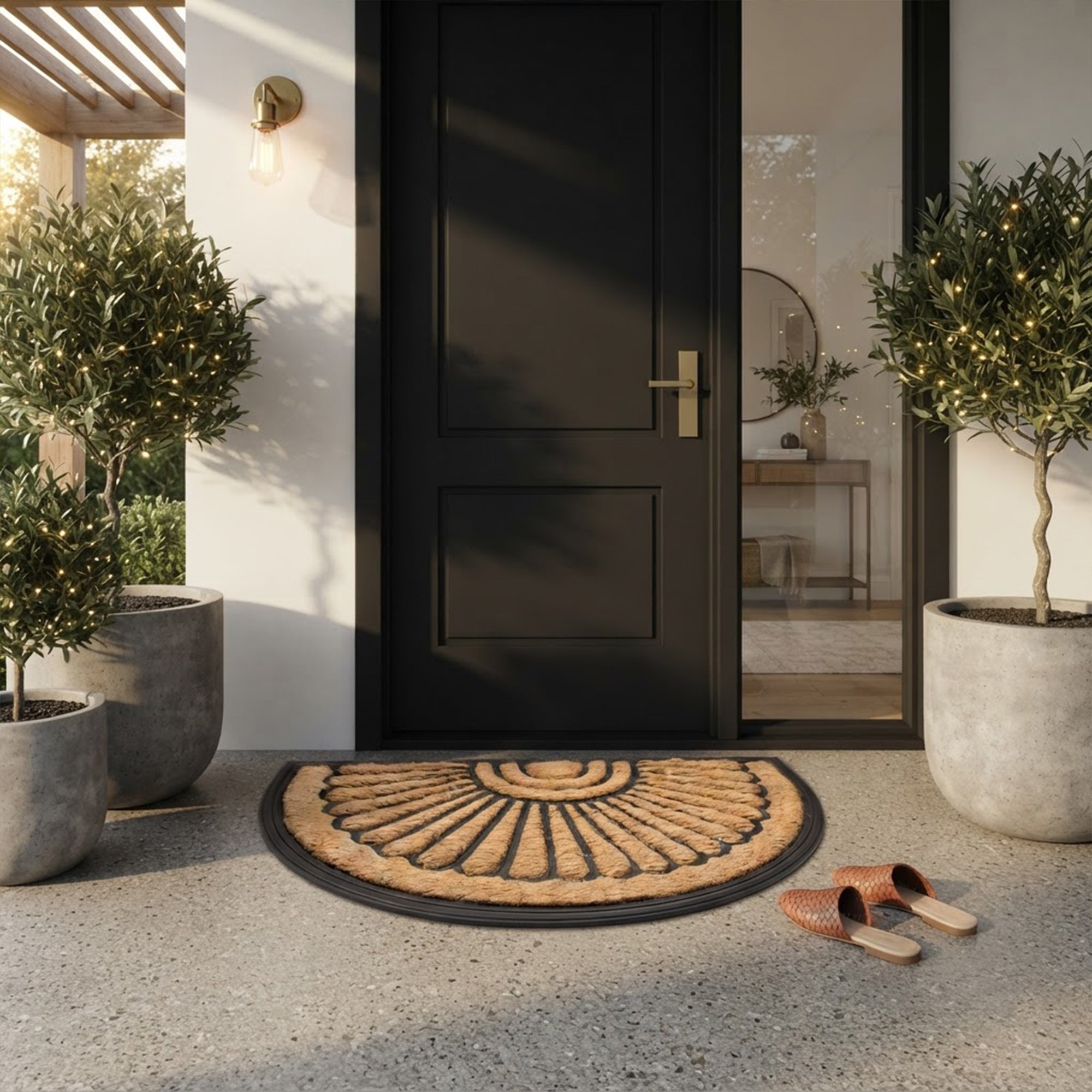 Coir Half Round Sunrise Door Mat (Pack of 1)