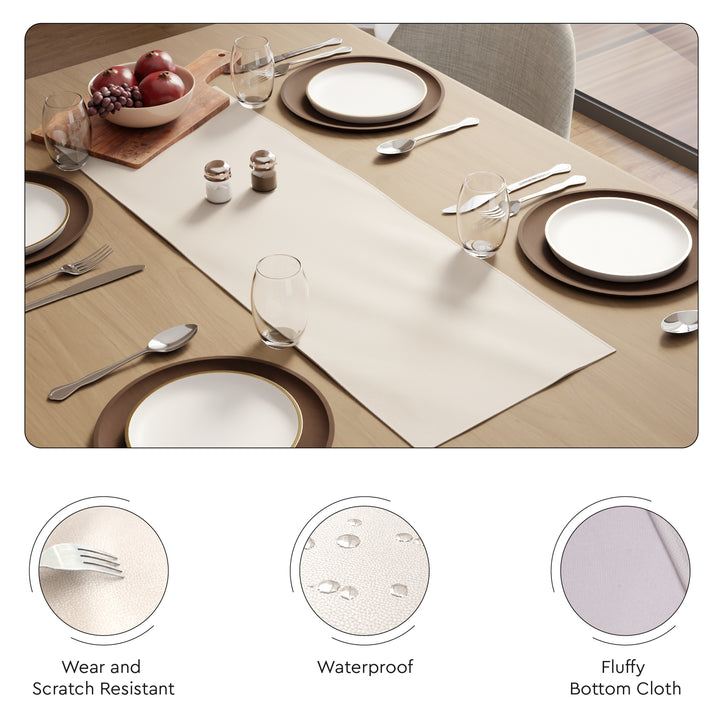 PVC Leather Cream Table Runner (Pack of 1)