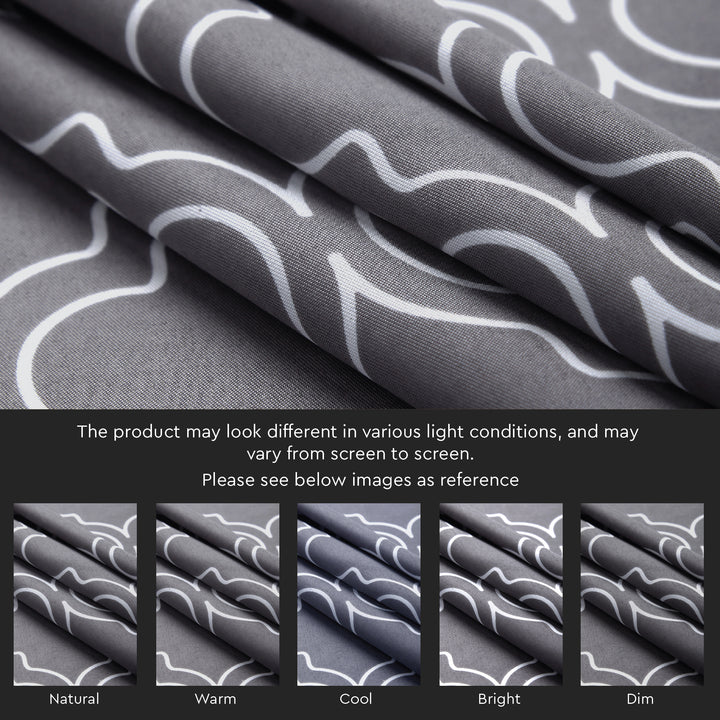Polyester Trellis Grey Curtain (Pack of 2)
