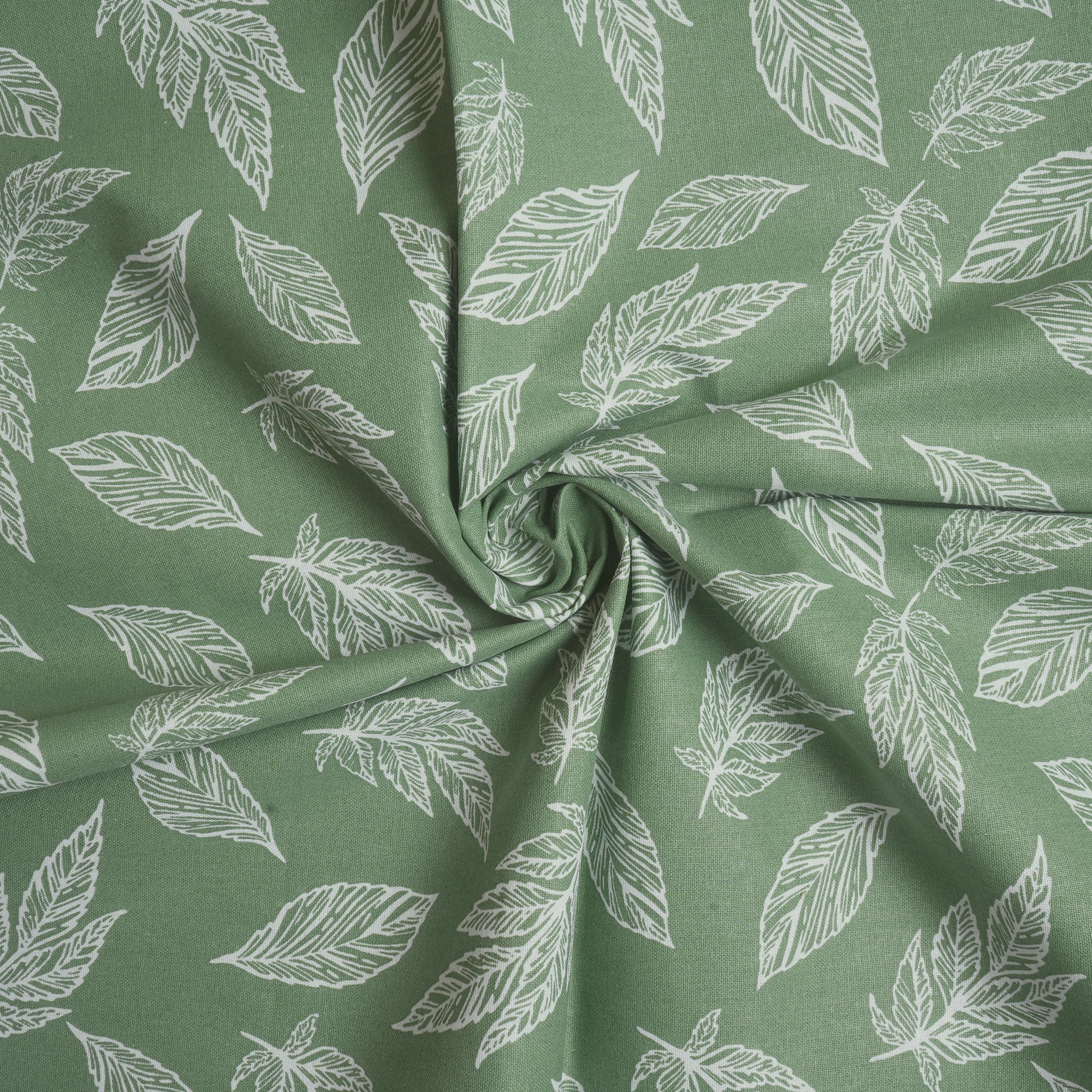 Cotton Big Leaves Green Table Cloth (Pack of 1)