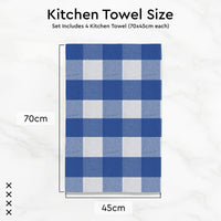 Cotton Buffalo Blue Checks Kitchen Towel (Pack of 4)