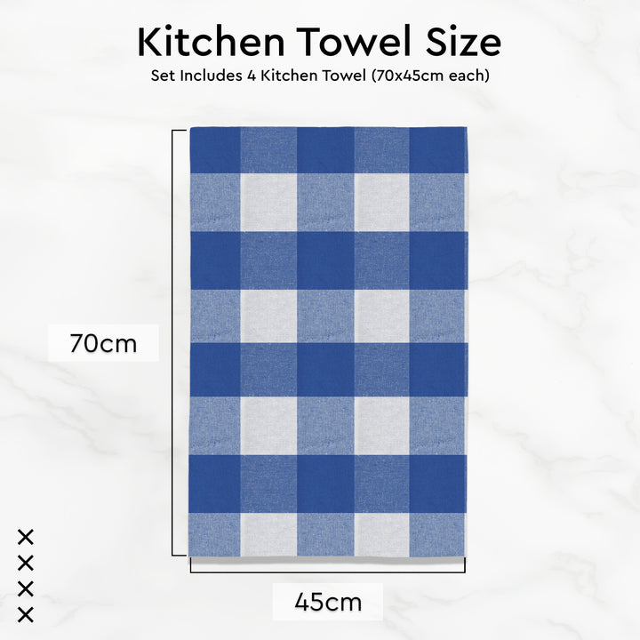 Cotton Buffalo Blue Checks Kitchen Towel (Pack of 4)