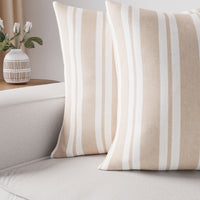 Cotton Franca Beige Stripes Cushion Cover (Pack of 2)