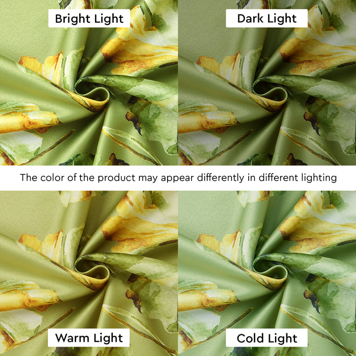 Blackout Polyester Gingko Green Curtain (Pack of 2)