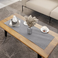 Quilted Velvet Light Grey Table Runner