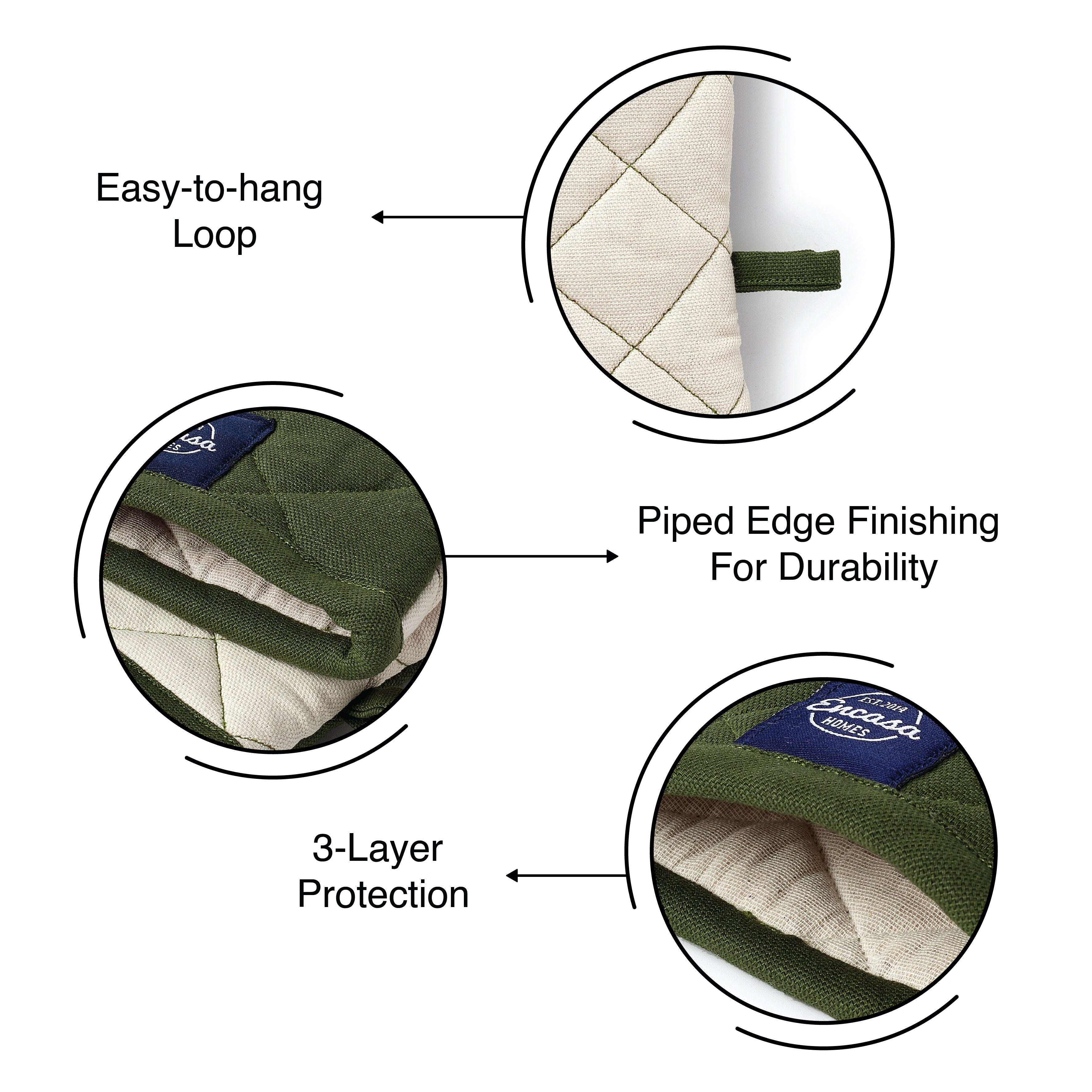 Cotton Leaf Green Oven Gloves (Pack of 2)