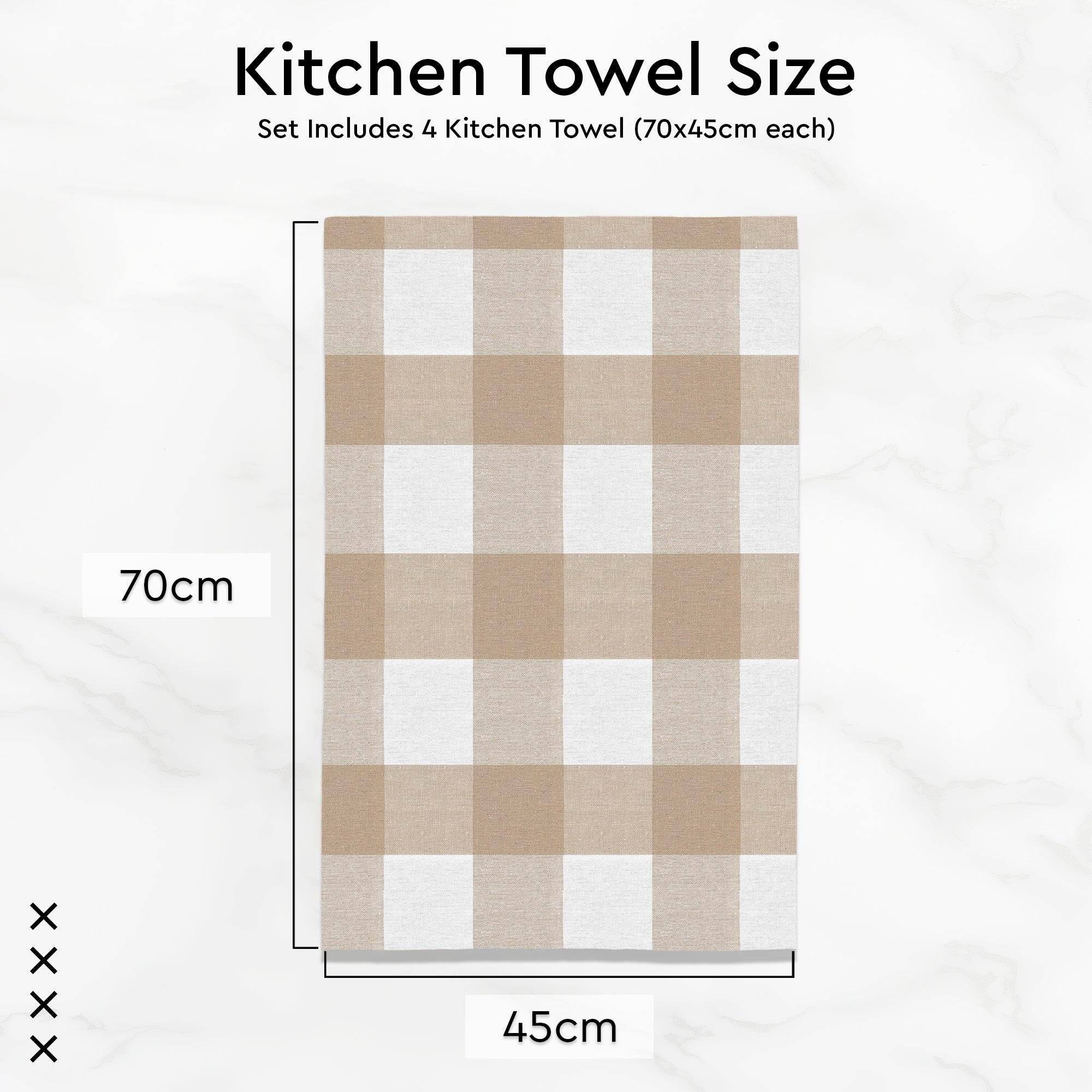 Cotton Buffalo Beige Checks Kitchen Towel (Pack of 4)