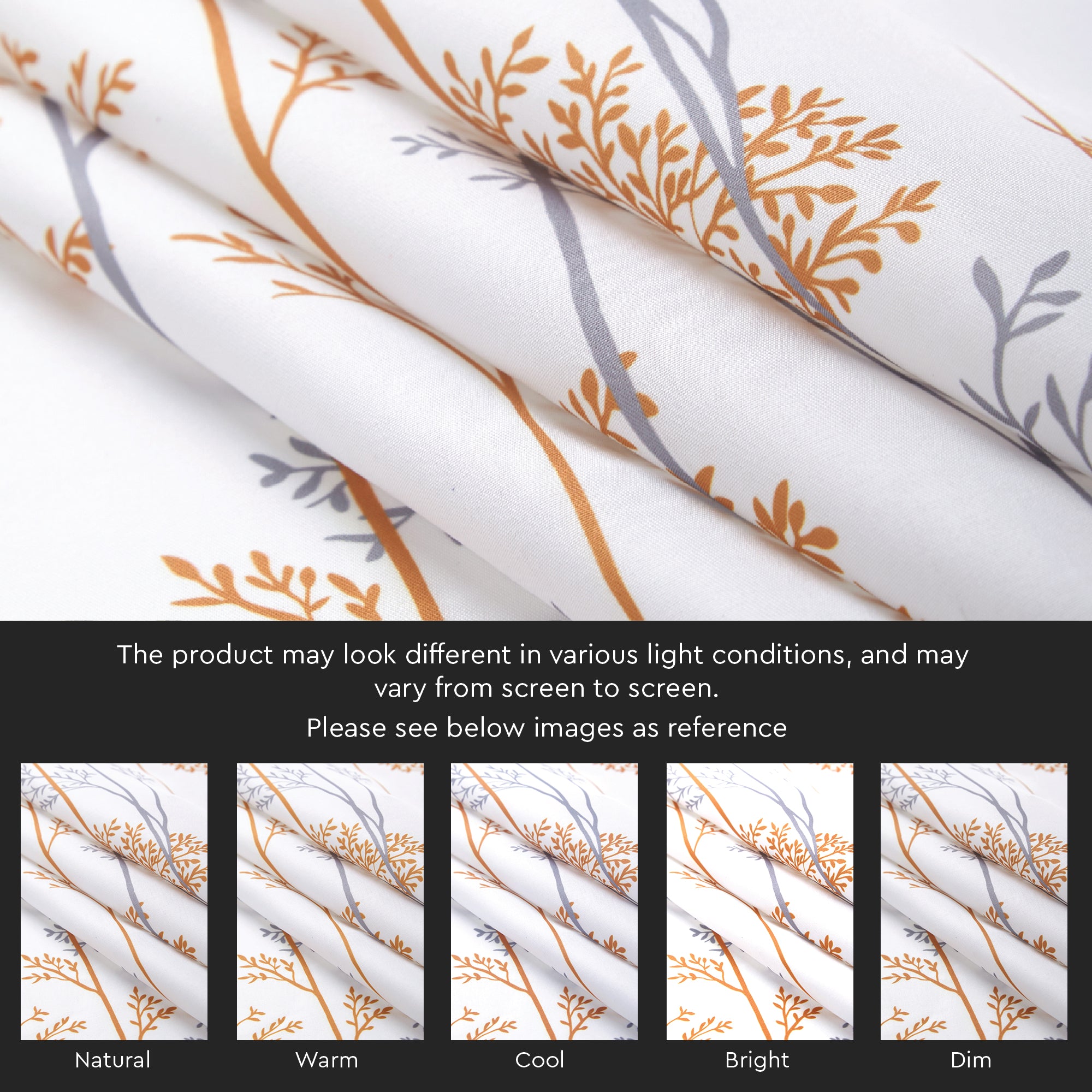 Polyester Branches Orange Curtain (Pack of 2)