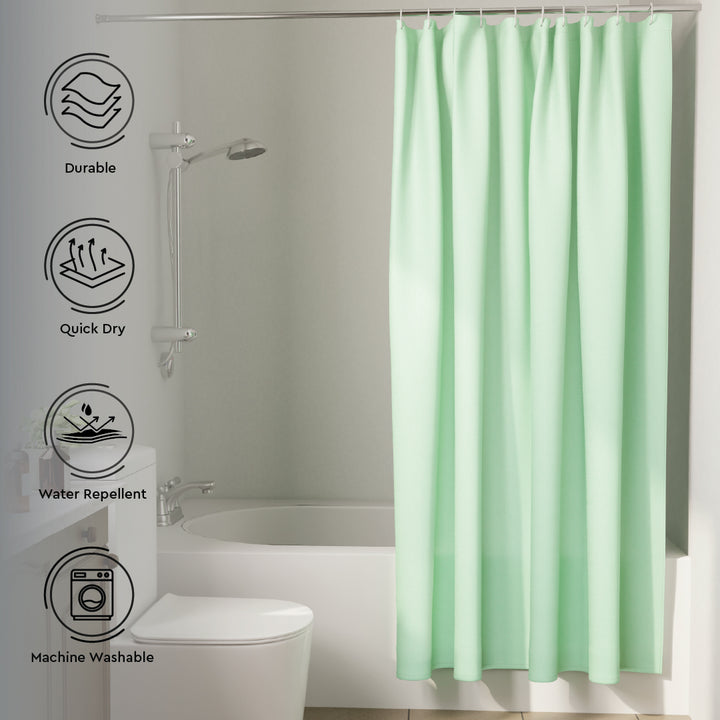 Polyester Mint Shower Curtain (Pack of 1)