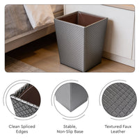 PU-Leather Grey Leather Dustbin