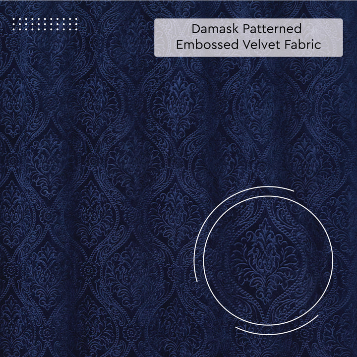 Embossed Velvet Navy Blue Fabric