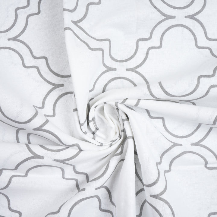 Cotton White Tiles Table Cloth (Pack of 1)