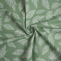 Cotton Big Leaves Green Table Cloth (Pack of 1)