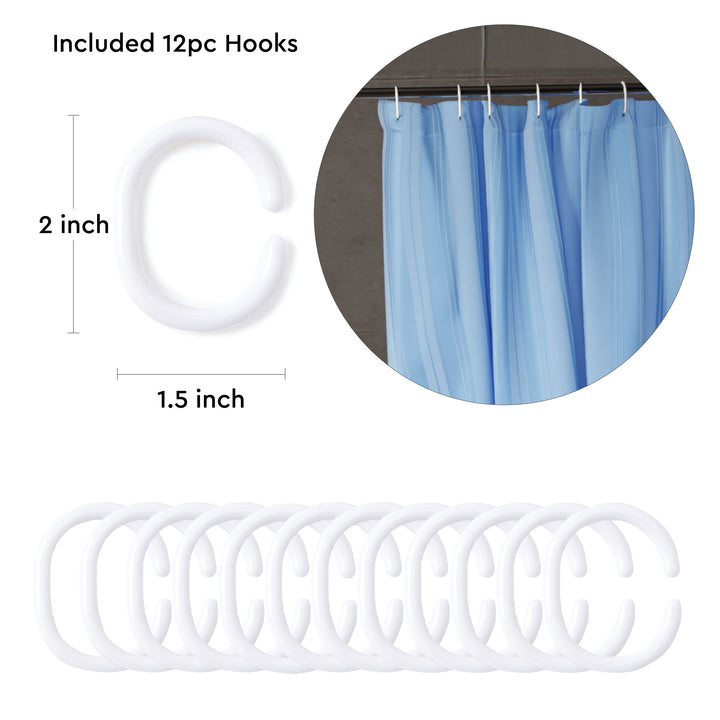 Polyester Stripe Blue Shower Curtain (Pack of 1)