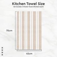 Cotton Franca Beige Stripes Kitchen Towel (Pack of 4)