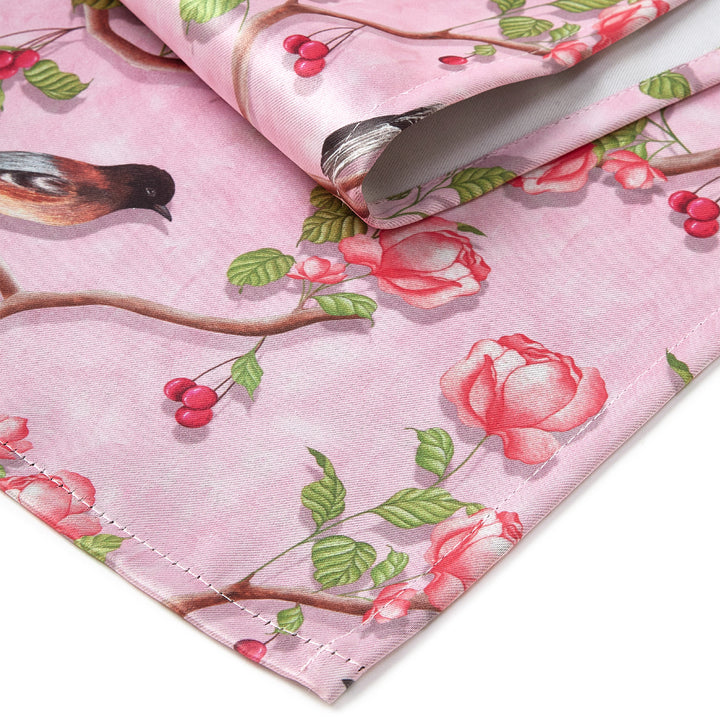 Blackout Polyester Dusty Pink Birds Table Runner (Pack of 1)