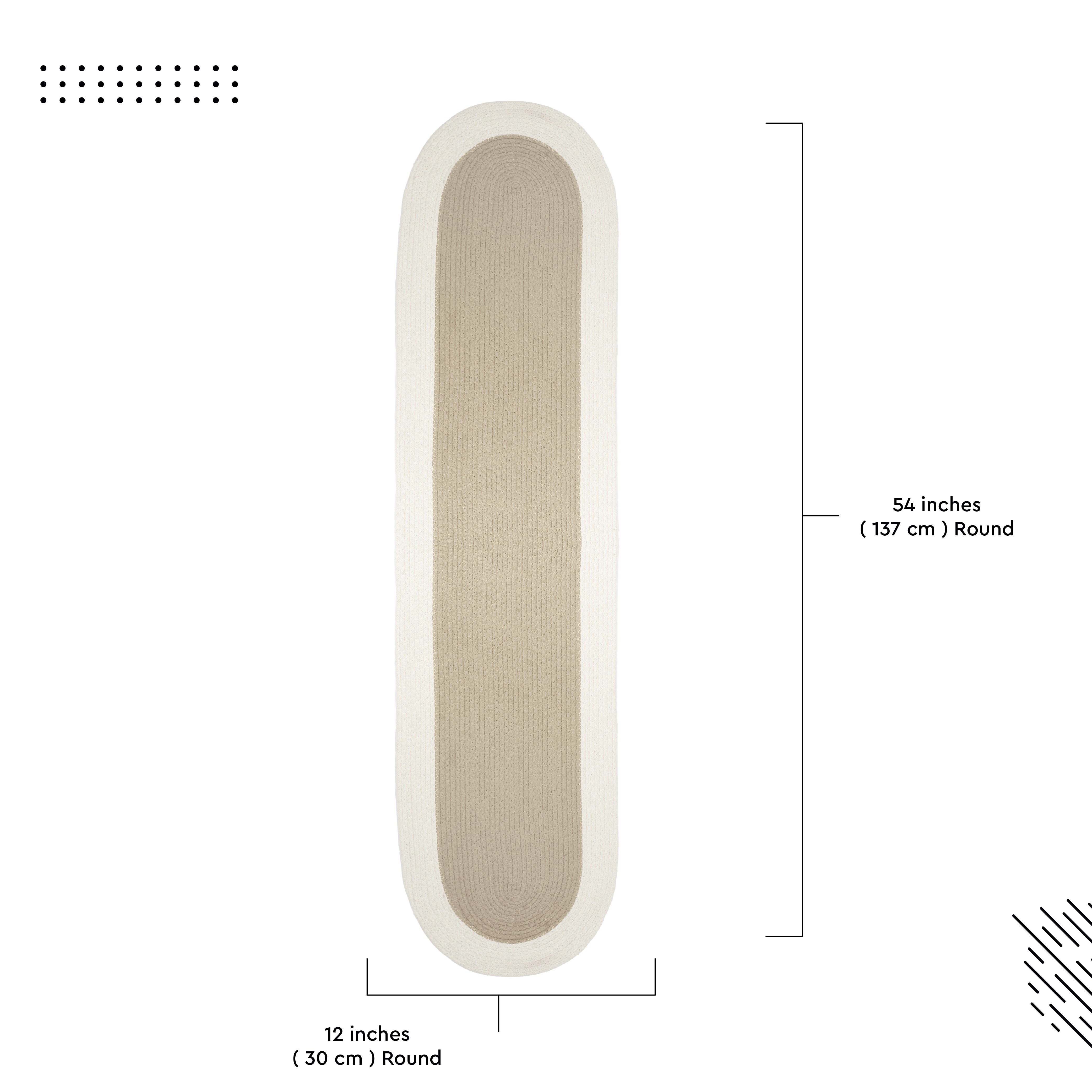 Cotton Beige & Off White Table Runner (Pack of 1)