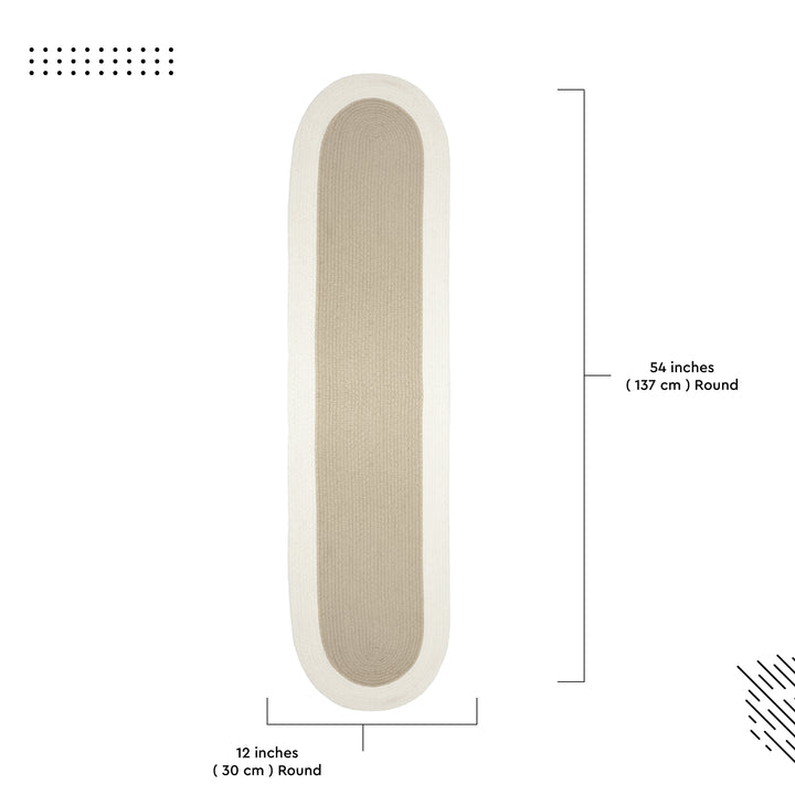 Cotton Beige & Off White Table Runner (Pack of 1)