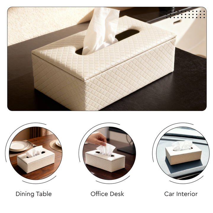 PU Leather Cream Tissue Box (Pack of 1)