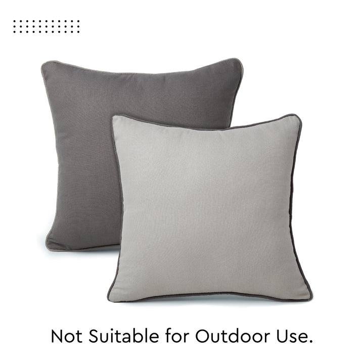 Cotton Light Grey with Grey Cushion Cover (Pack of 2)