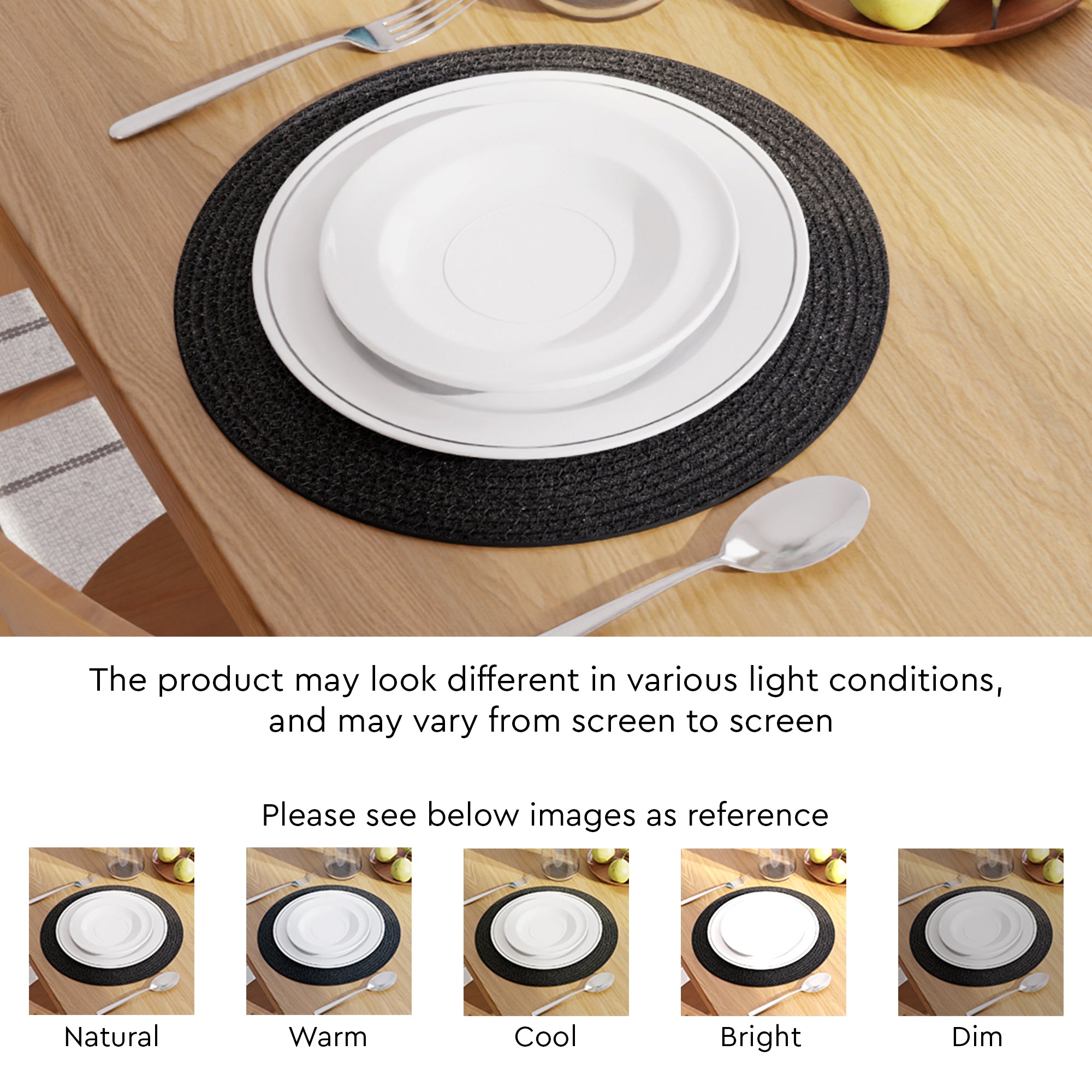 Cotton Black Placemat (Pack of 2)