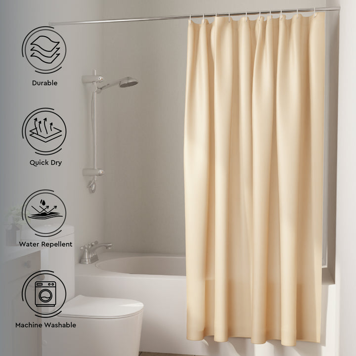 Polyester Beige Shower Curtain (Pack of 1)