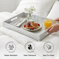 Leather Silver Leather Serving Tray