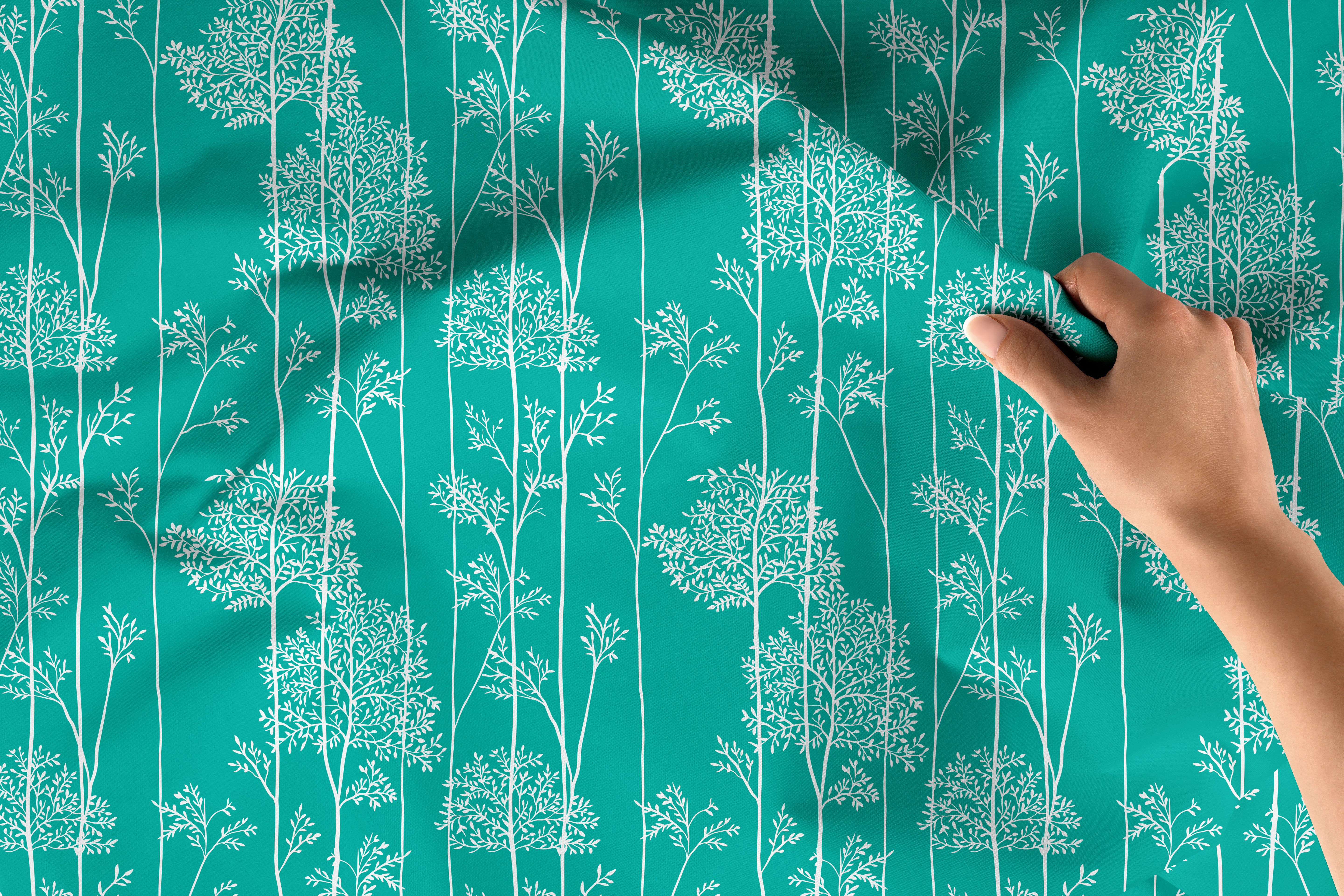 Polyester Printed Blotch Teal Fabric (Pack of 1)