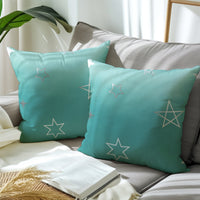 Polyester Blackout Star Teal Cushion Cover (Pack of 2)