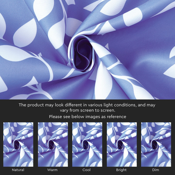 Polyester Reverse Leaf Blue Curtain (Pack of 2)