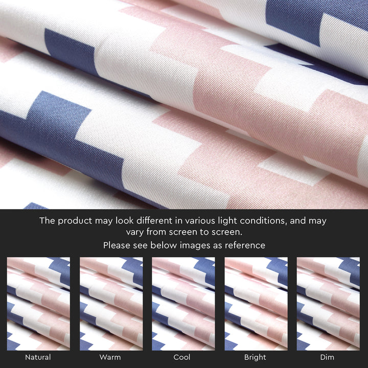 Polyester Chevron Blue Curtain (Pack of 2)