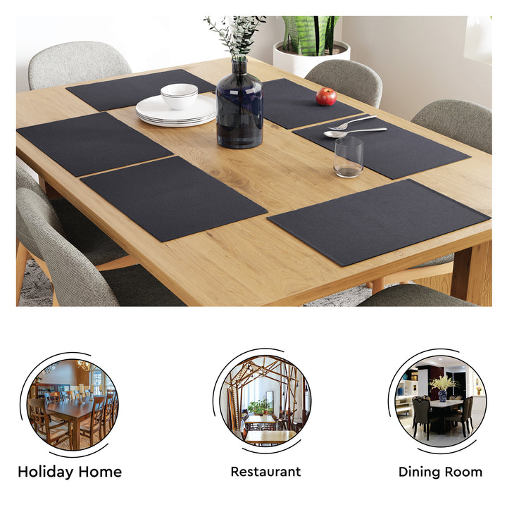 Cotton Solid Grey Placemat (Pack of 6)