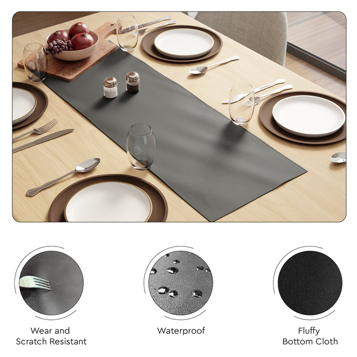 PVC Leather Dark Grey Table Runner (Pack of 1)