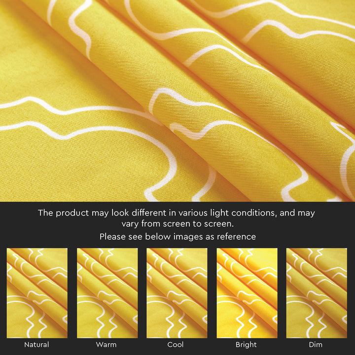 Polyester Trellis Yellow Curtain (Pack of 2)