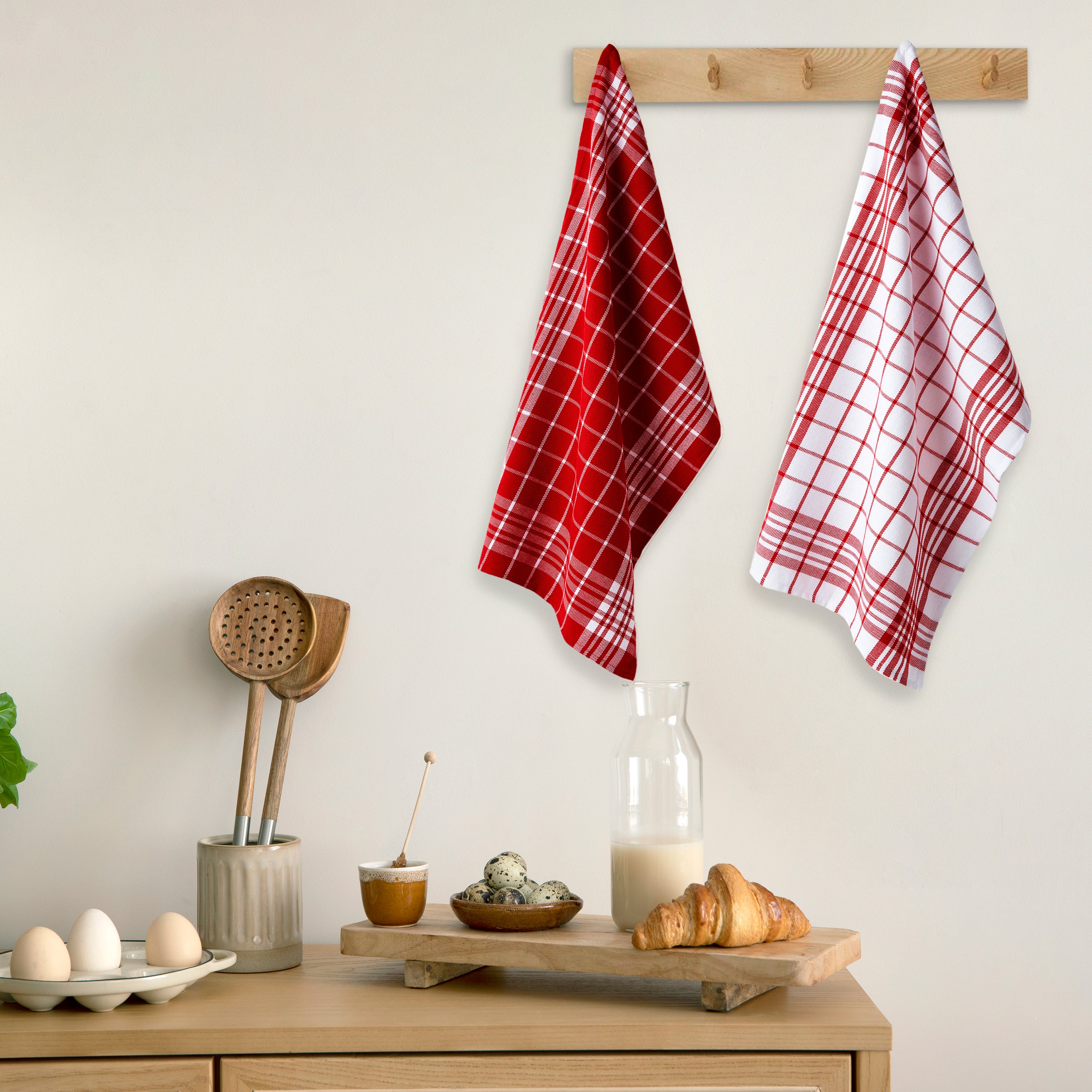 Cotton Red Non-terry Kitchen Towel (Pack of 4)