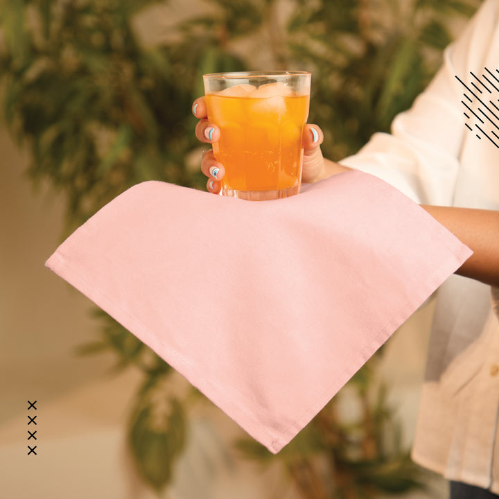 Cotton Powder Pink Table Napkins (Pack of 12)