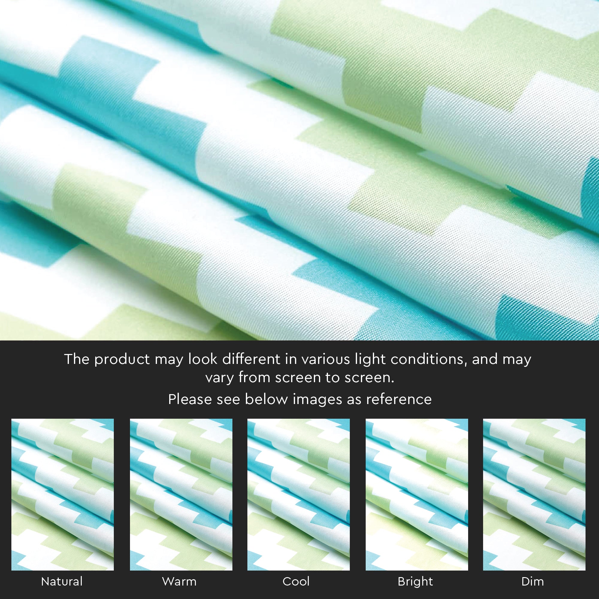 Polyester Chevron 1 Green Curtain (Pack of 2)