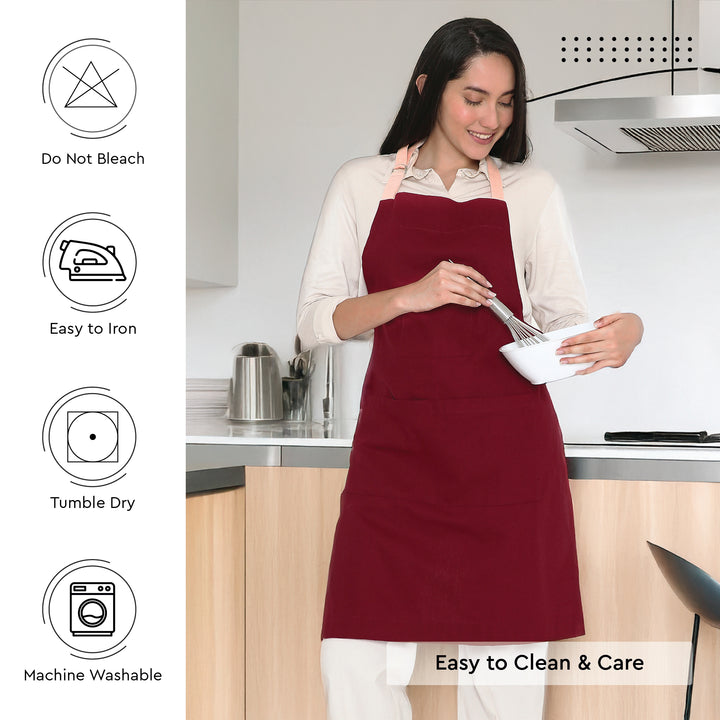 Cotton Maroon Apron (Pack of 1)