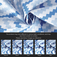 Polyester Chevron 1 Blue Curtain (Pack of 2)