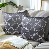 Blackout Polyester Trellis Grey Cushion Cover (Pack of 2)