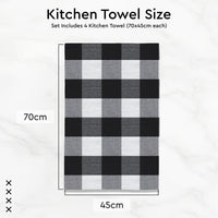 Cotton Buffalo Black Checks Kitchen Towel (Pack of 4)