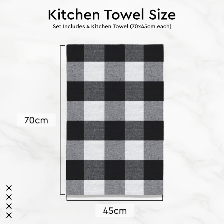 Cotton Buffalo Black Checks Kitchen Towel (Pack of 4)