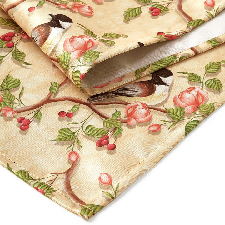 Blackout Polyester Pale Gold Birds Table Runner (Pack of 1)