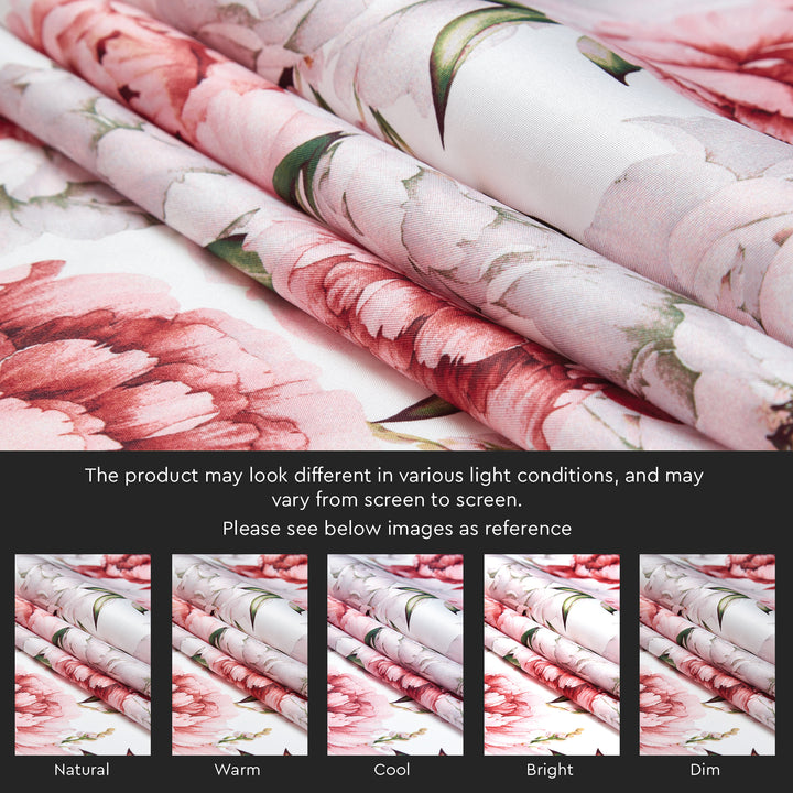 Polyester Peonies Curtain (Pack of 2)