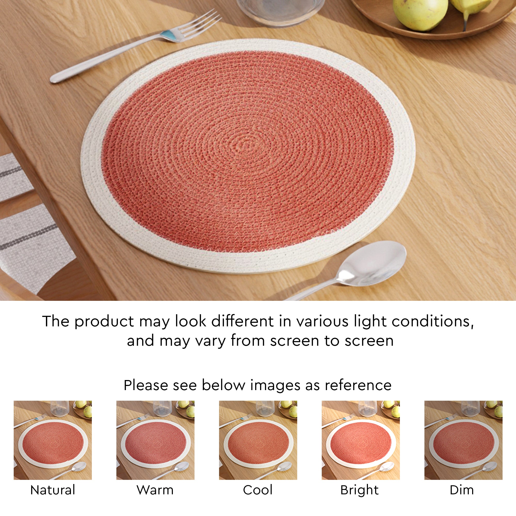 Cotton Coral & Off White Placemat (Pack of 6)